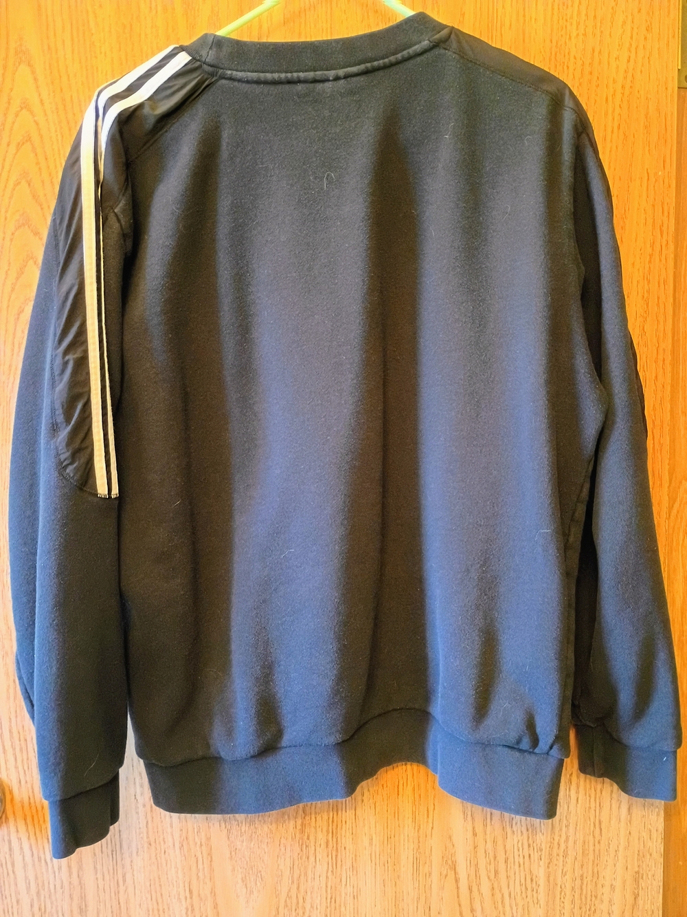 adidas Black Crewneck with White Shoulder Stripes and Trefoil - Picture 2 of 3